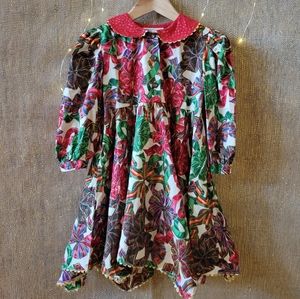 Vintage Flutterby Holiday Handkerchief Hem Dress size 5